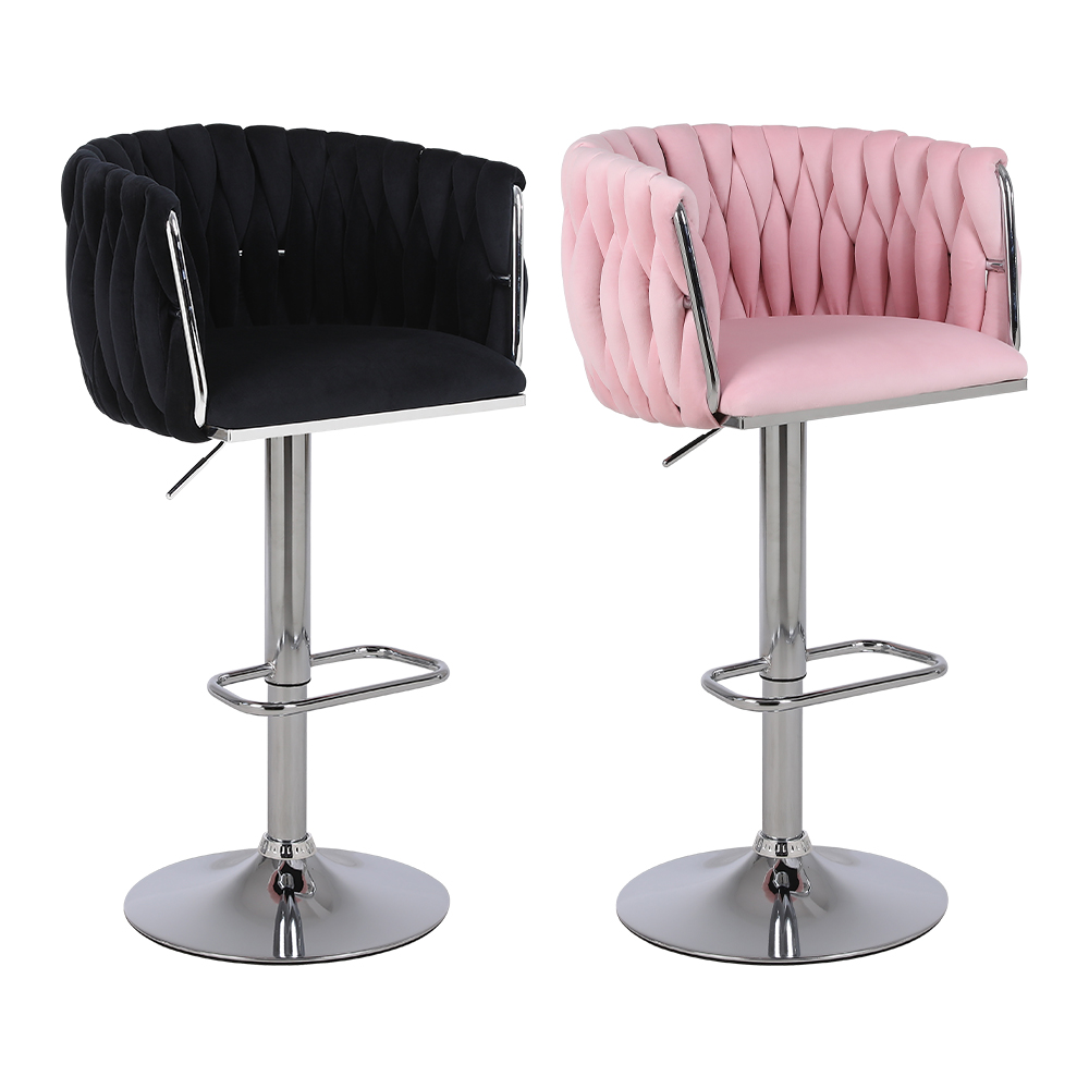 Swivel velvet gold frame bar stool
